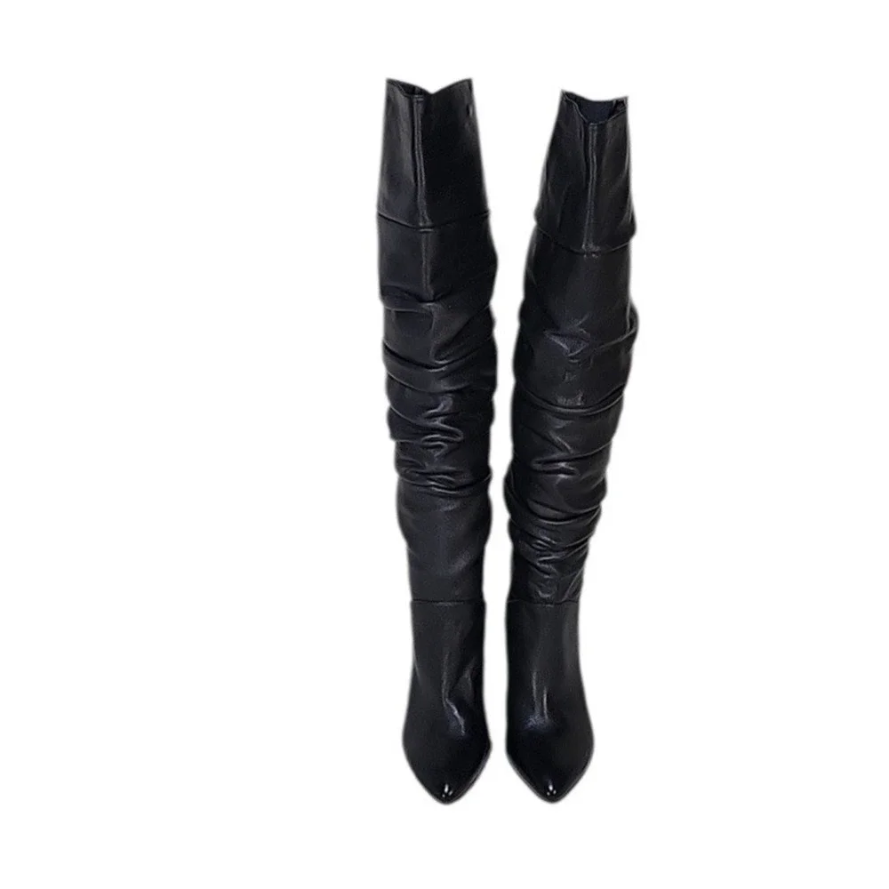 INC International Concepts Womens Tabithaa Leather Over The Knee Black 5.5 M NIB - Picture 4 of 9